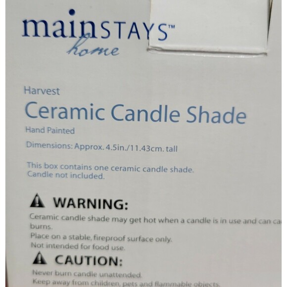 Harvest Ceramic Candle Shade 4.5" White Brown Yellow Fall Decor Hand Painted - Picture 7 of 7